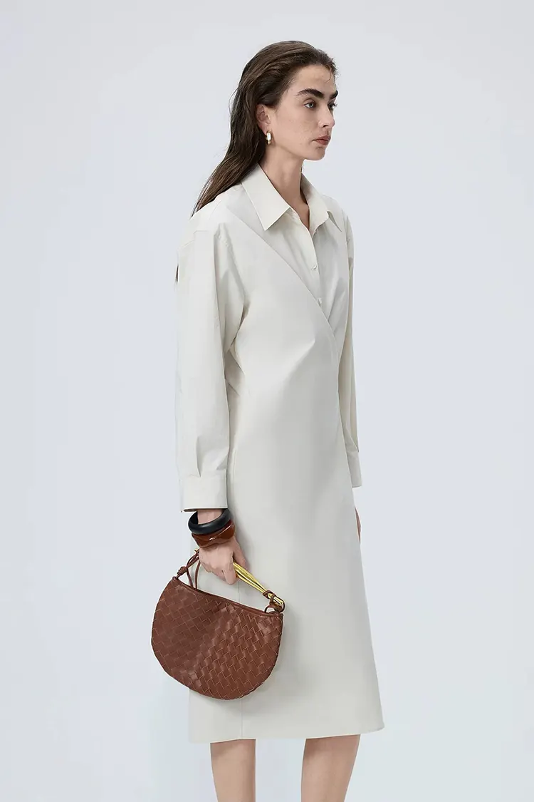 Women's Simple Cotton Commuting Shirt Dress