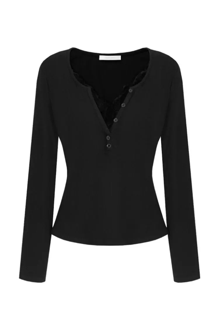 Women's Lace V-Neck Slim Sweater