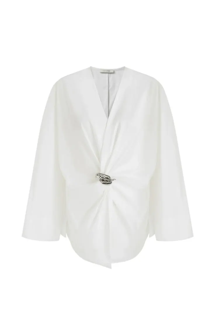 Feestblouse voor dames met metalen gesp