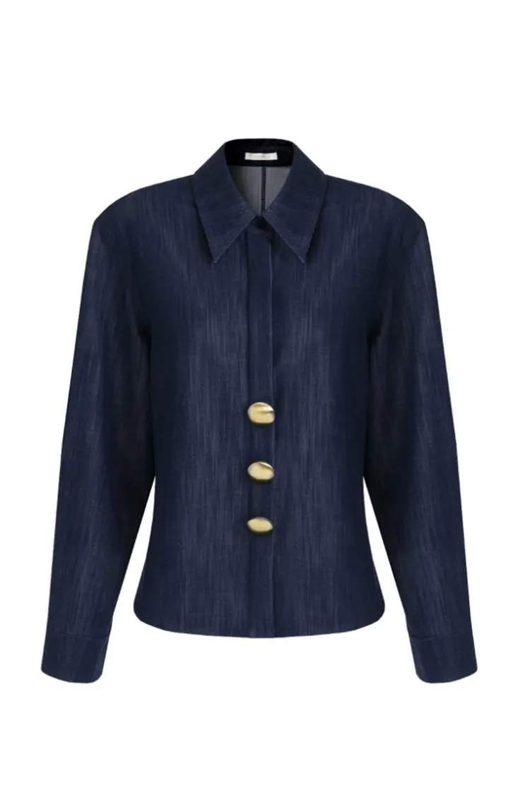 Vintage denimblouse voor dames